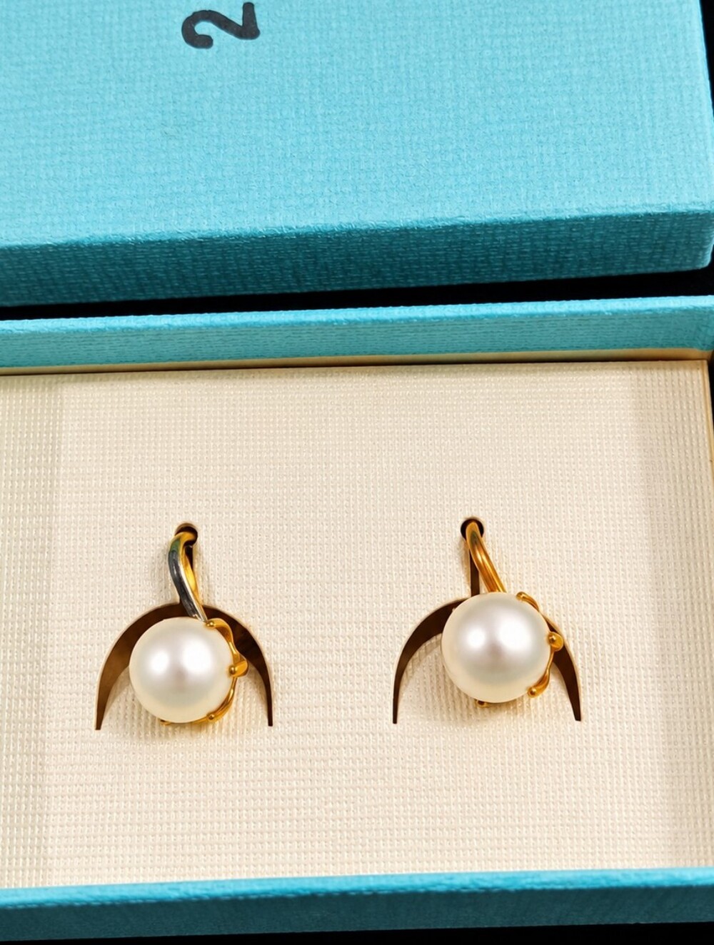 Vintage Mid Century 24K Gold Plated Faux Pearl Earrings
